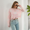 Women Fashion Butterfly Jacquard Long-Sleeved Short Knitted Sweater