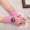 (Buy 1 Get 2) Autumn Winter Women Fashion Devil Eye Embroidered Warm Knitted Half Finger Gloves