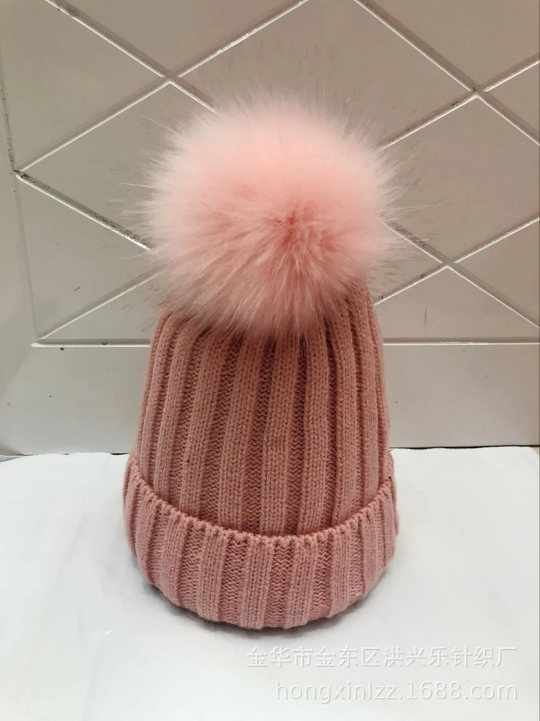 (Buy 1 Get 1 ) Autumn And Winter Women Fashion Solid Color Warm Wool Ball Curling Knitted Hat