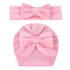 Mother And Child Simple Solid Color Bowknot Velvet Hat Two-Piece Set