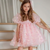 Toddler Girls  Party  Petals Mesh Puff Sleeve Backless Tutu Princess Dress