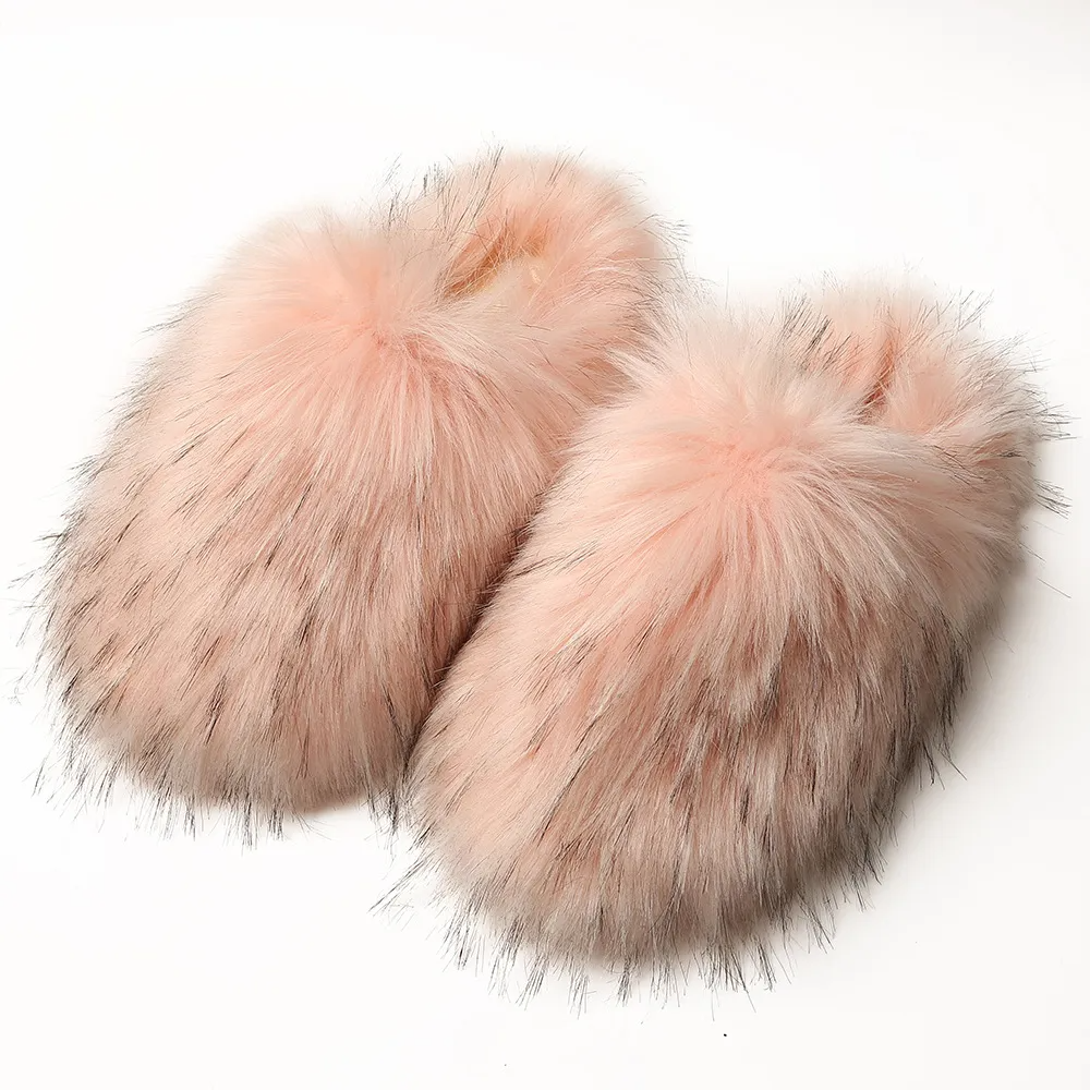 Winter Women Plus Size Fashionable Thickened Warm Plush Non-Slip Flat Slippers