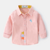 Boys Fashion Dinosaur Embroidery Lapel Shirt