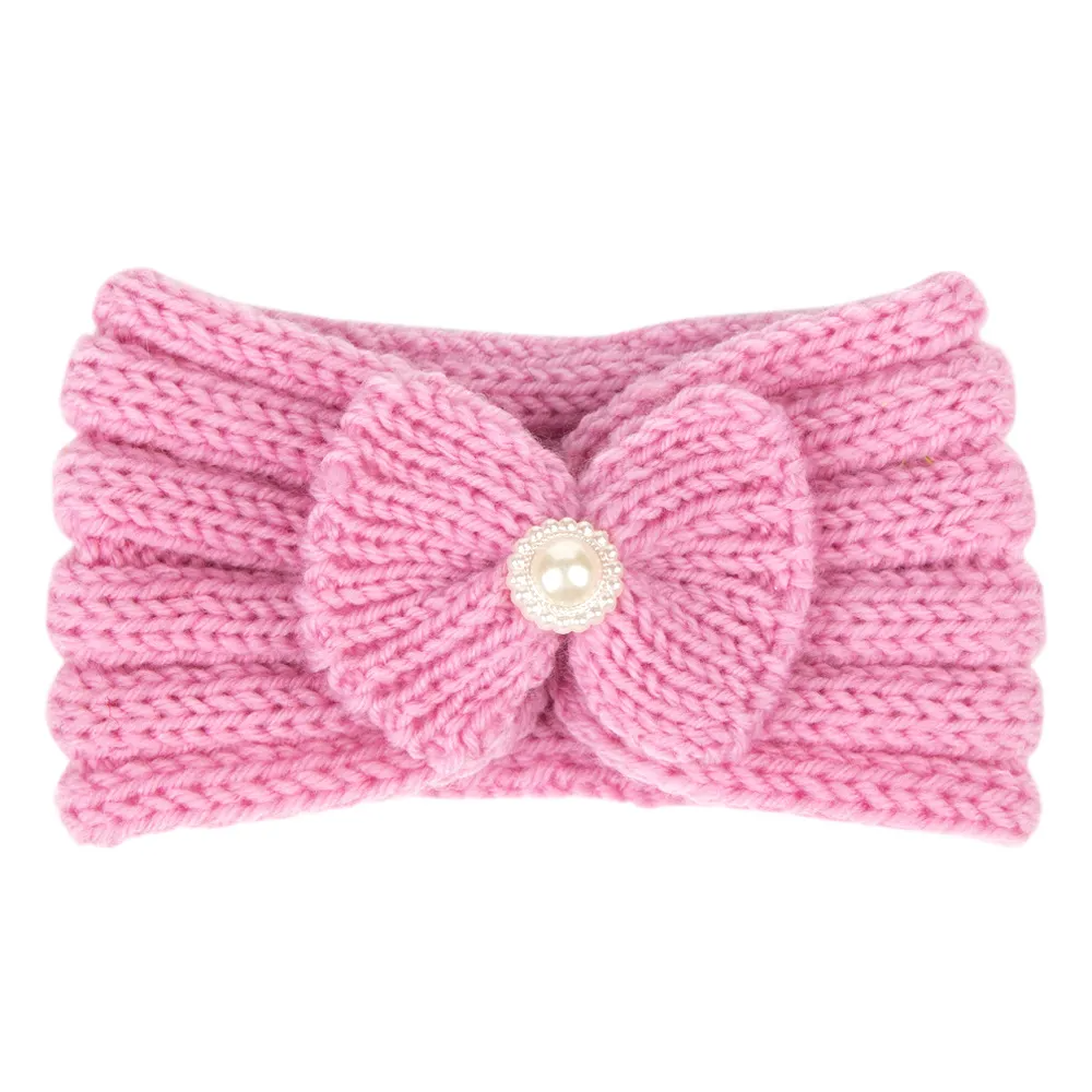 Kids Cute Bowknot Bunny Ears Wool Warm Headband