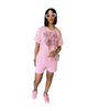 Fashion Street Summer Women Casual Letter Graffiti T-Shirt Shorts Loose Two-Piece Set