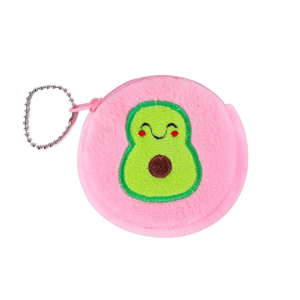 (Buy 1 Get 2) Cartoon Embroidered Avocado Coin Purse Plush Headphone Bag