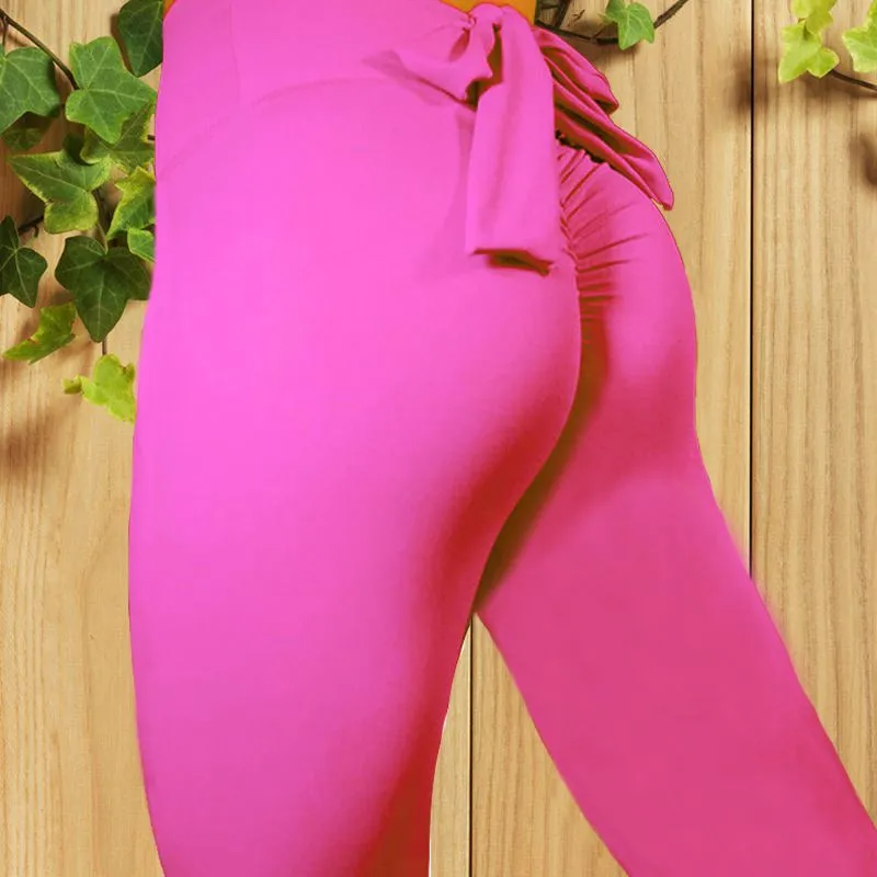 Bowknot Design Women Hip-Lifting Sports Fitness Leggings Pants