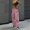 Street Women Fashion Solid Color Drawstring Cargo Pants