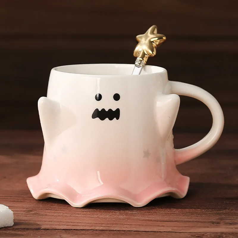 (Buy 1 Get 1) Fashion Household Halloween Ghost Ceramic Water Cup Tableware