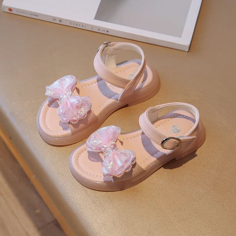 Children Kids Baby Fashion Girls Soft Bottom Open Toe Bowknot Sandals Shoes