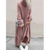 WomenAutumn And Winter Fashion Casual Plush Solid Color High Collar Long Sleeve Maxi Dress