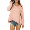 Autumn Women Irregular Hem Hooded Solid Long Sleeve Sweatshirt