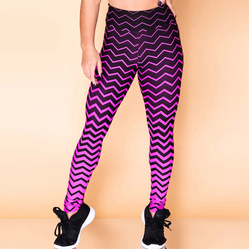 Gradient Color Ripple Print Sports Leggings