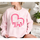 Valentine'S Day Fashion Women'S Casual Long Sleeve Round Neck Pink Love Print Sweatshirt