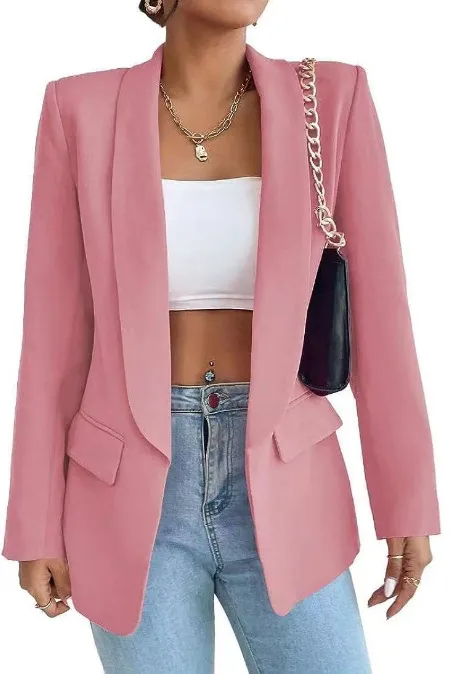 (Buy 1 Get 1) Women Solid Color Casual Lapel Long Sleeve Blazer Coat