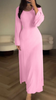 Women Fashion Casual Loose Solid Color Long Sleeve Maxi Dress