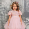 Toddler Girls Casual Cute Party Sequins Mesh Puff Sleeve Round Neck Tutu Princess Dress