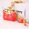 3pcs/Set Women Creative Bag And High Heel Shape Design Rhinestone Alloy Key Chain