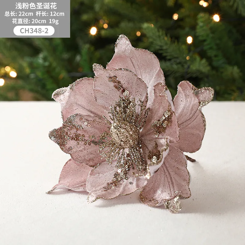 (Buy 1 Get 1) Simple Champagne Simulation Gold Powder Christmas Flower Scene Decoration