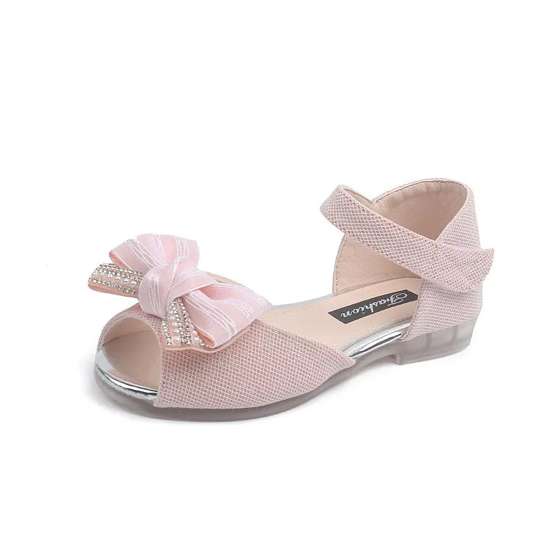 Children Kids Baby Fashion Girls Rhinestones Bow Sandals Princess Shoes