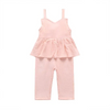 Girls Solid Color Stringy Selvedge Design Romper