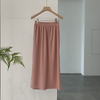 Fashion Elegant Women Basic Elastic High Waist Solid Color Straight Skirt