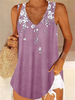 Women'S Loose V-Neck Sleeveless Floral Print Fashion Casual Top Tank