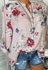 Fashion Casual Loose Floral Print V-Neck Long-Sleeved Women Blouses