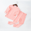 Children Solid Color Long Sleeve Trousers Pajama Set