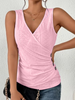 Summer Women Casual Solid Color Slim-Fit V-Neck Sleeveless Surpliced Tank Top