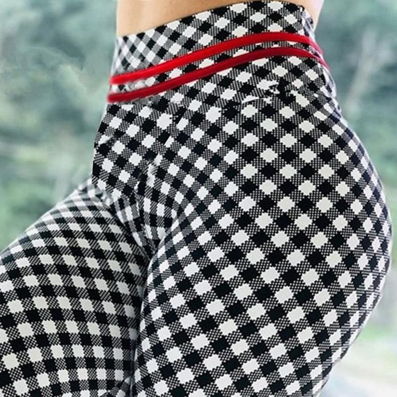 Plaid Print Fitness Sports Dancing Yoga Leggings Pants