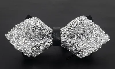 (Buy 1 Get 1) Men'S Casual Fashion Rhinestone Exquisite Nightclub Solid Color Bow Tie