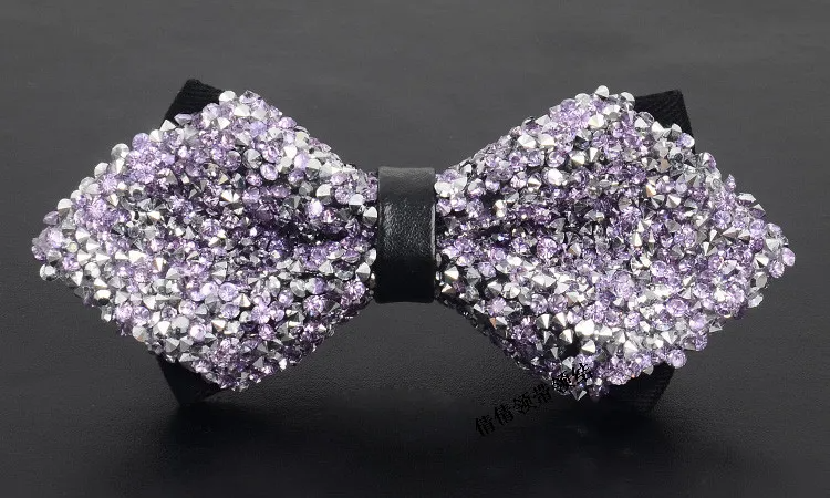 (Buy 1 Get 1) Men'S Casual Fashion Rhinestone Exquisite Nightclub Solid Color Bow Tie