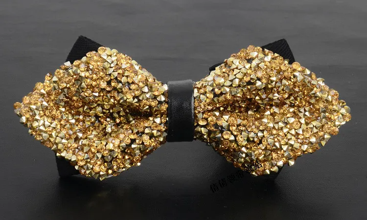 (Buy 1 Get 1) Men'S Casual Fashion Rhinestone Exquisite Nightclub Solid Color Bow Tie