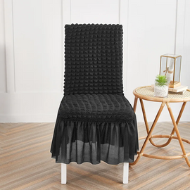 Solid Color Seersucker Elastic Seat Cover Home Dustproof Chair Cover