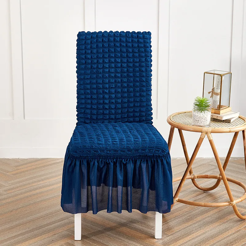 Solid Color Seersucker Elastic Seat Cover Home Dustproof Chair Cover