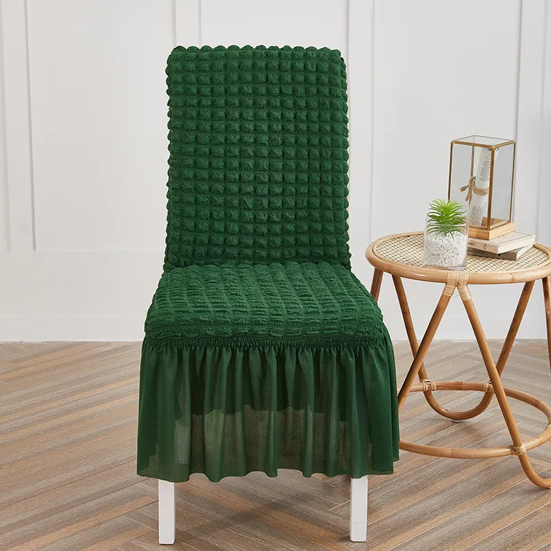 Solid Color Seersucker Elastic Seat Cover Home Dustproof Chair Cover