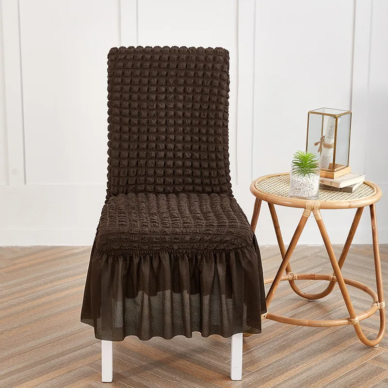 Solid Color Seersucker Elastic Seat Cover Home Dustproof Chair Cover