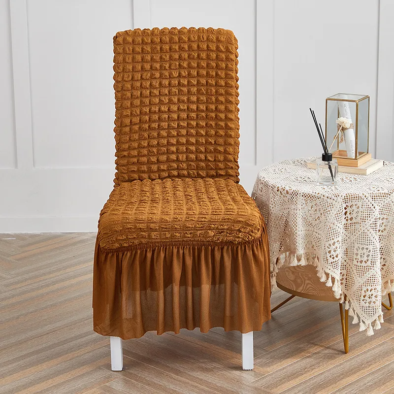 Solid Color Seersucker Elastic Seat Cover Home Dustproof Chair Cover