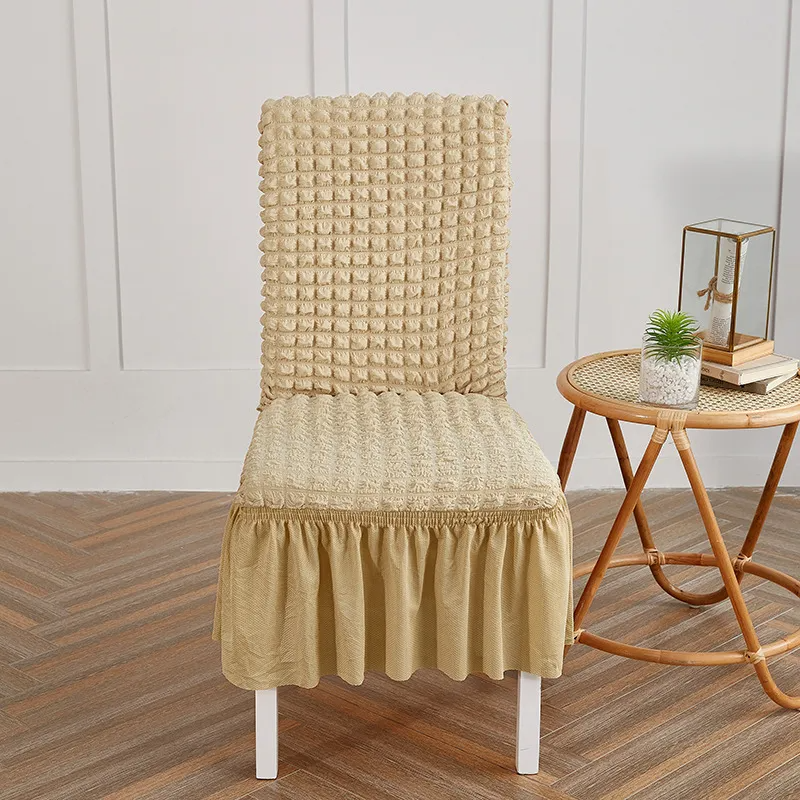 Solid Color Seersucker Elastic Seat Cover Home Dustproof Chair Cover