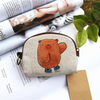 Kids Cartoon Printing Cotton And Linen Key Ring Coin Purse Coin Bag