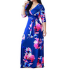 (Buy 1 Get 1) Women Ramadan /Eid Fashion Sexy Floral Printing V Neck Long Sleeve Dress