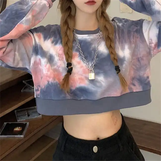 Fashion Tie Dye Long Sleeve Round Neck Couple Sweater