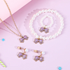 (Buy 1 Get 2) Children Kids Baby Fashion Girls Pearl Cute Alloy Drip Oil Bow Knot Necklace Bracelet Ring Earrings