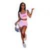 Women Casual Athleisure Letter Print Cropped Tank Top And Shorts Sports Set