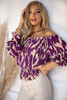 Women'S Casual Fashion Off-Shoulder Zebra Printing Loose Office Chic Blouses