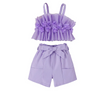 Toddler Girls Summer Casual Basic Solid Color Mesh Sling Top Shorts Sets