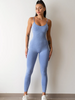 Women Fashion Sexy Solid Color Sling Sports Yoga Tight Jumpsuits