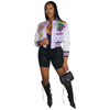 Women Fashion Street Style Positioning Printing Baseball Jacket Coat