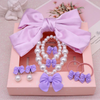 (Buy 1 Get 1) Children Kids Baby Fashion Girls Bowknot Pearl Bead Necklace Bracelet Earrings Set